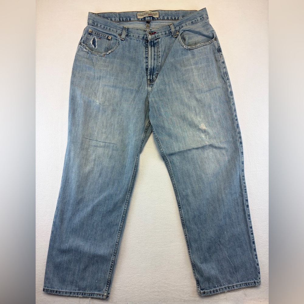 Vintage Tommy Hilfiger Denim Jeans Men’s Light Wash Distressed 90s Y2K 36x30